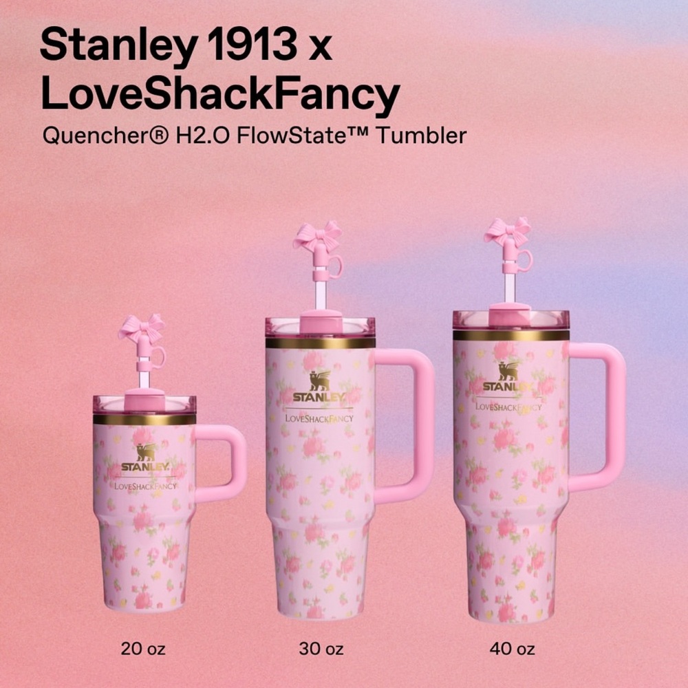 Stanley LoveShackFancy Pink Floral Tumbler 40 ounce